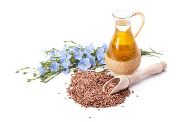 Linseed oil, flaxseed and flowers .