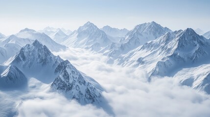 Fototapeta premium Serene Mountain Landscape Above the Clouds