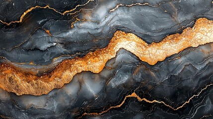 A minimalist pastel black marble surface adorned with delicate gold veins, offering a peaceful and luxurious vibe