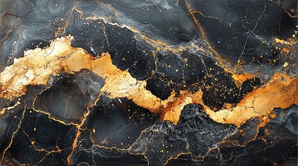 A minimalist pastel black marble surface adorned with delicate gold veins, offering a peaceful and luxurious vibe