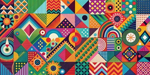 Obraz premium Vibrant Abstract Vector Illustration with Geometric Shapes and Colorful Patterns for Creative Projects