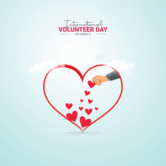 International Volunteer Day. Design for banner poster, 3D Illustration