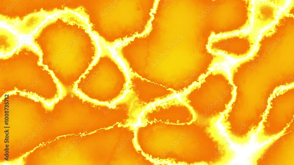 Aufkleber Abstract Bright Liquid Background: Flowing Yellow and Orange Plasma Loop Texture with Smooth Gradients - Fractal Flow: Vivid Abstract Light