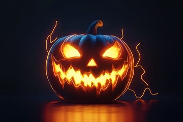 halloween pumpkin face neon light sign vector. halloween pumpkin face illustration
