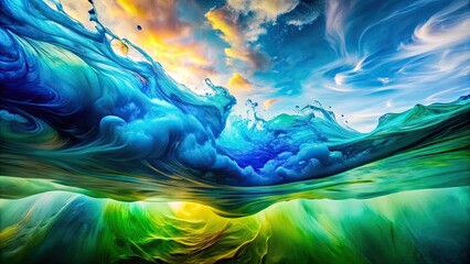 Obraz premium Vibrant Blue and Green Watercolor Abstract Background for Creative Projects and Artistic Designs