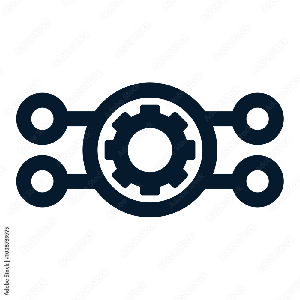 Poster concept of implementation of software automation systems of processes. vector icon isolated on white