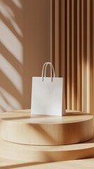 A minimalist scene with a shopping bag.