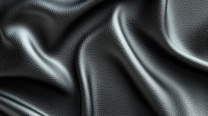 Fototapeta premium Close-up of black leather texture. Use for backgrounds or showcasing leather goods.
