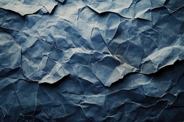 Obraz premium Crumpled blue paper texture. A dark background for a variety of projects.