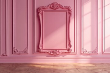 Pink wall with ornate frame. This photo is perfect for adding a touch of elegance to your design projects.