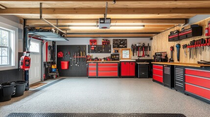 Well-organized garage with tools. Perfect for home improvement, DIY, and construction projects.