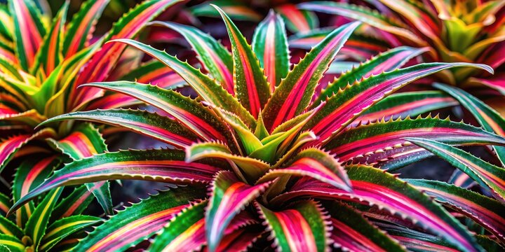 Vibrant Cryptanthus Plant with Unique Leaf Patterns and Colors in Natural Light Setting for Gardens