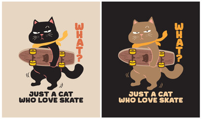Black Cat who love Skate