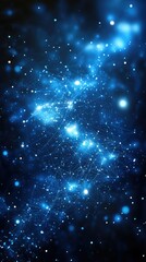 Abstract blue particles background with connecting dots and lines forming a network