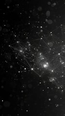 Sleek vertical wallpaper with a futuristic network of luminous compounds and particles on a dark background, creating a minimalistic and technological design