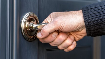 A close-up shot captures a hand pressing a doorbell, highlighting the anticipation and excitement of a visitor arriving at someone home.