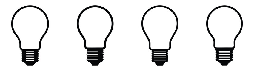 Bulb lamp icons set. Editable stroke.