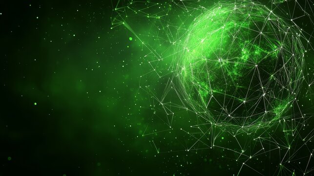 Green Planet Earth Globe Connected Network, Global Digital Data Communication Technology Background.
