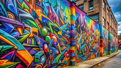 Fototapeta premium Vibrant Graffiti Wildstyle Alphabet on Urban Wall Showcasing Creative Street Art Lettering Styles