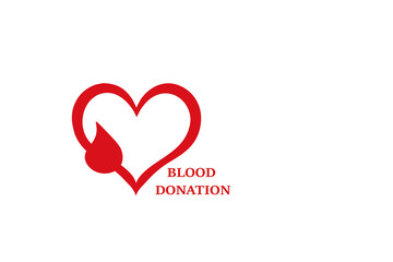 Red Heart symbol with a Blood Drop, Blood Donation Concept on White Background
