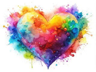 Vibrant Heart Watercolor Illustration with Abstract Design for Romantic and Artistic Themes