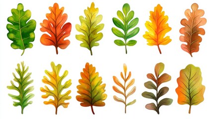 Obraz premium A modern art abstract autumn background with leaves. Simple contemporary style illustration suitable for textiles, prints, covers, banners, and wallpapers.