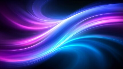 Obraz premium Abstract background with blue and pink light waves on a dark background.