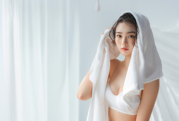 Naklejka premium アジア人女性の美容イメージ （スキンケア・ボディケア・エステサロン）