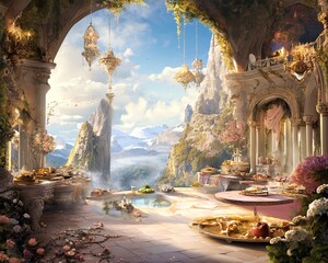Obraz premium Feast with castle view