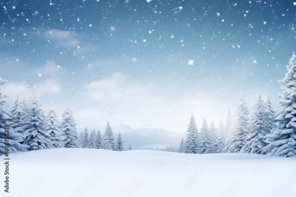 Sticker Christmas scenic landscape outdoors winter.