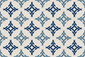 Fototapeta premium Ikat geometric folk ornament. Tribal vector texture. Seamless striped pattern in Aztec style. Ethnic embroidery. Indian, Scandinavian, Gypsy, Mexican, African rug.