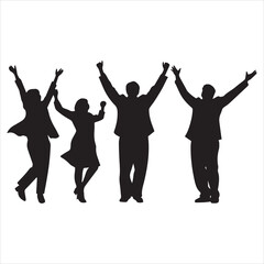 A simple line drawing of a family , young couple, teenage children. vector illustration
