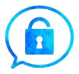 青い星空｜開いた南京錠マークの吹き出し