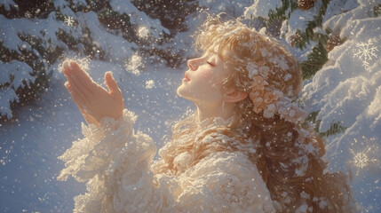 Obraz premium Woman in the snow