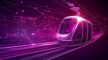 Obraz premium Futuristic High-Speed Train in Smart City Transportation and Technology Network Concept.