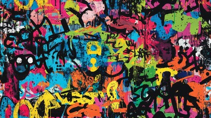 Fototapeta premium Abstract urban street art graffiti seamless pattern. Urban style modern background wallpaper