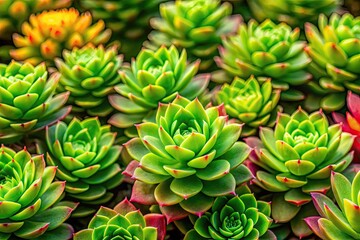 Vibrant Stonecrop Succulent Plants in Natural Garden Setting with Rich Green Background and Texture