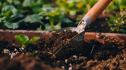 Fototapeta premium shovel and soil