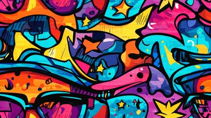 Abstract urban street art graffiti seamless pattern. Urban style modern background wallpaper