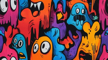 Abstract urban street art graffiti seamless pattern. Urban style modern background wallpaper