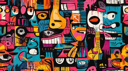 Obraz premium Abstract urban street art graffiti seamless pattern. Urban style modern background wallpaper
