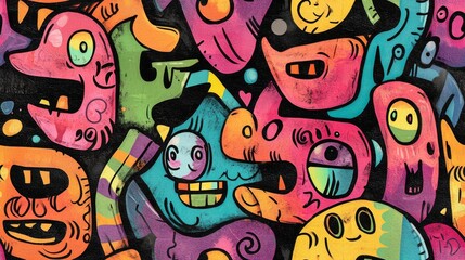 Obraz premium Abstract urban street art graffiti seamless pattern. Urban style modern background wallpaper