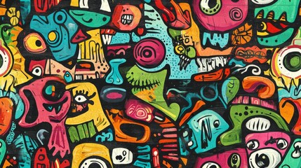 Obraz premium Abstract urban street art graffiti seamless pattern. Urban style modern background wallpaper