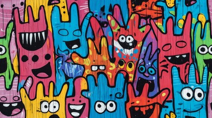 Abstract urban street art graffiti seamless pattern. Urban style modern background wallpaper