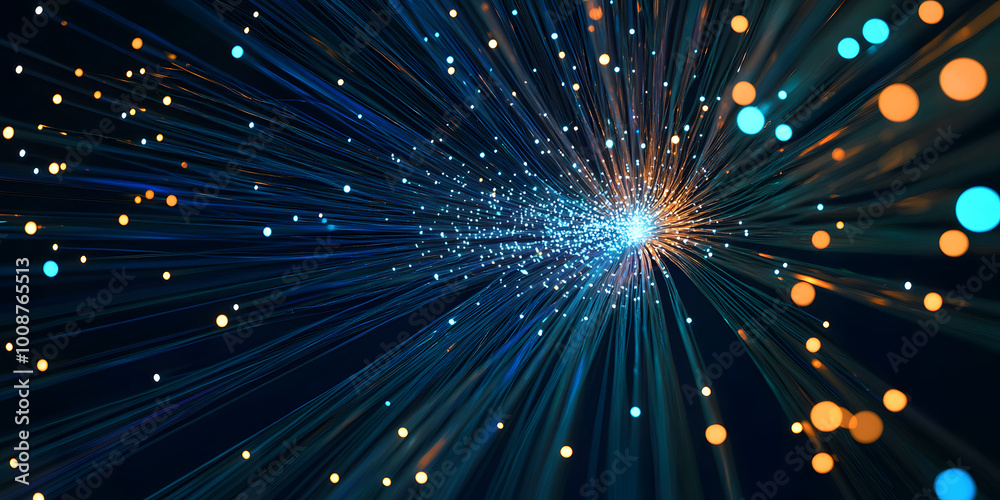 Poster wireless data transmission, high speed internet. information flow in abstract cyberspace. neural net
