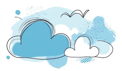 On a transparent background, hand drawn clouds are illustrated.