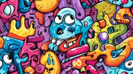 Abstract urban street art graffiti seamless pattern. Urban style modern background wallpaper