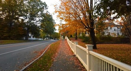 autumn in the city woodstock, vermont, usa