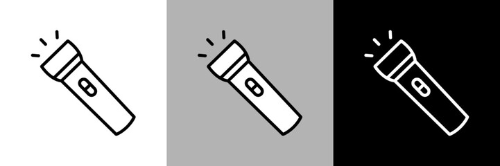 シンプルな線画の懐中電灯のベクターアイコン。