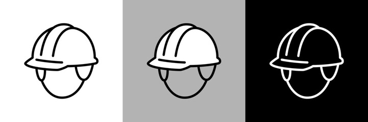 シンプルな線画のヘルメットのベクターアイコン。